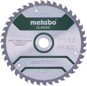 Metabo Sägeblatt multi cut classic für Kreissägen, Universal für Kunststoff, Farbe: Silber, Durchmesser: 165 mm - Bild 1