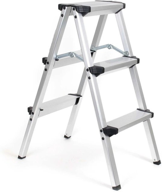 Wiltec Klappleiter aus Aluminium in Silber mit einer Tragkraft von 150 kg - Bild 1