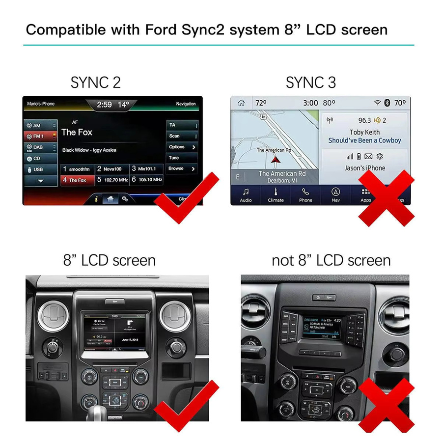 CARABC Kabelloses CarPlay und Android Auto GPS-Navigationssystem für Ford Sync 2 Systeme - Bild 2