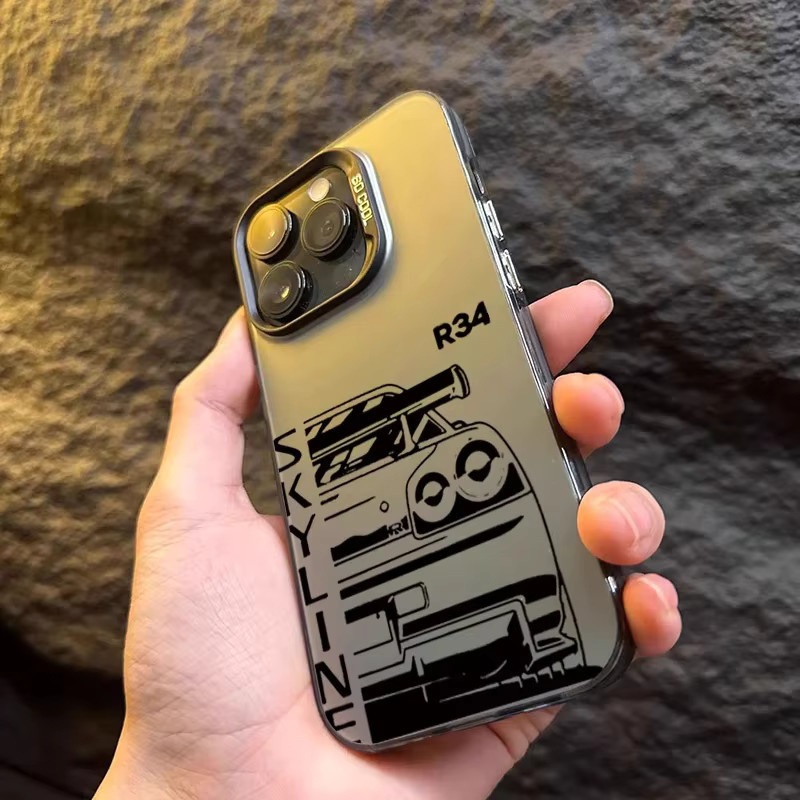 Handyhülle im Auto-Design für Apple iPhone 15 14 13 12 11 Pro Max Plus SE Laser Silber - Bild 4
