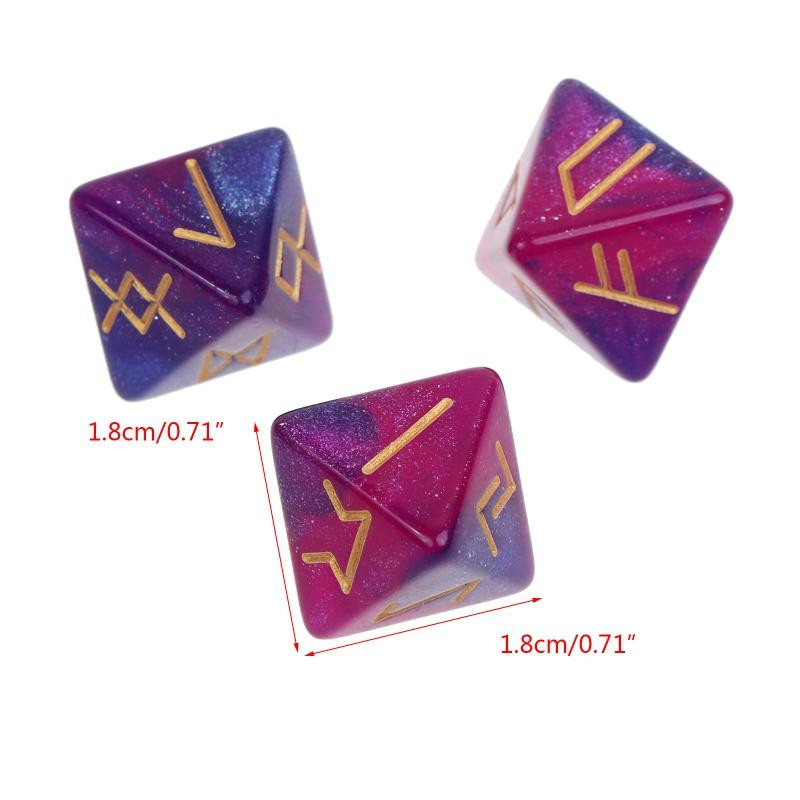 OOTDTY Runenwürfel 8-seitige Polyederwürfel Acryl 3-teiliges Set - Bild 1