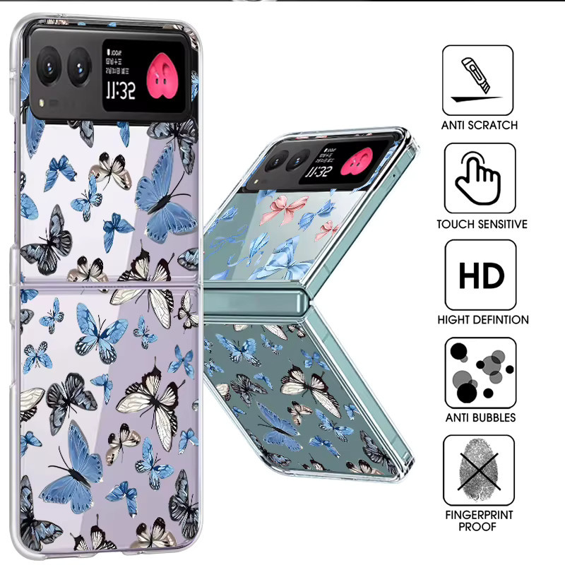 Transparente Handyhülle mit Rosenblüten- und Schmetterlings-Aufdruck für Motorola Razr 50 Ultra, Razr 40 Ultra, Razr 50 und Razr 40, stoßfeste PC-Abdeckung - Bild 5