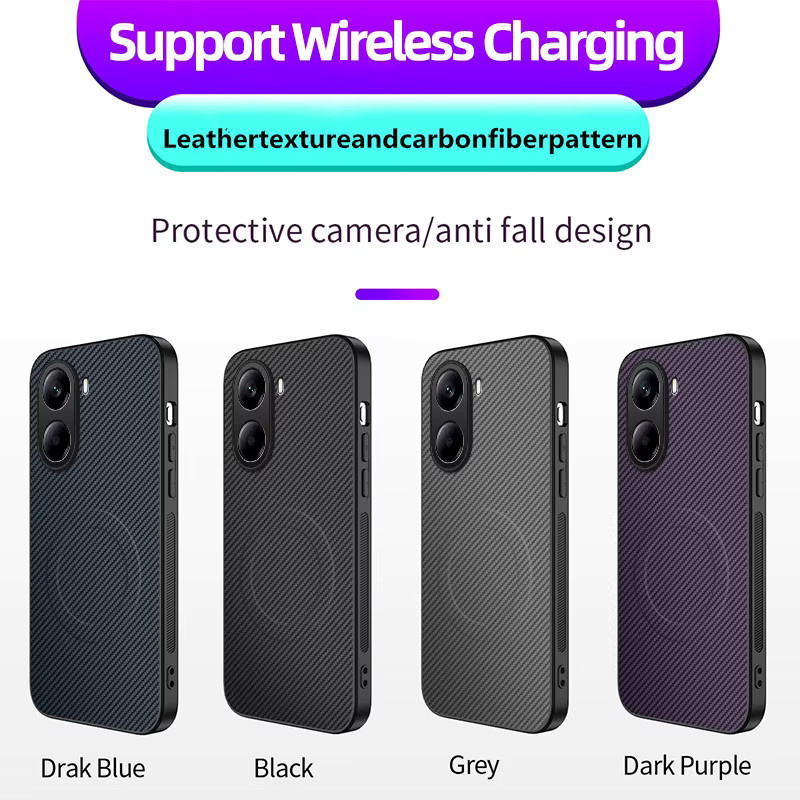 Magnetische Schutzhülle für Xiaomi POCO X7 X6 Pro F6 F7 mit Carbon Fiber Textur und PU Leder in Schwarz - Bild 5