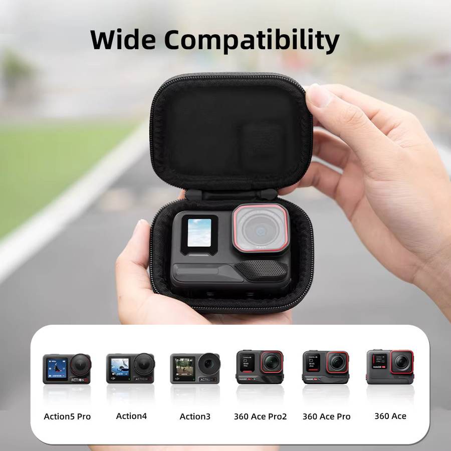 Flymile Aufbewahrungskoffer und Tragetasche für DJI OSMO Action 5 Pro und Insta360 Ace Pro 2, Schwarz - Bild 5