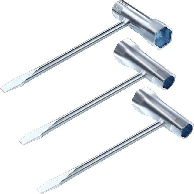 Robuster Mehrzweck-Mechanikschlüssel Doppelkopf Scrench T-Schlüssel in Silber, 13/19 mm - Bild 1