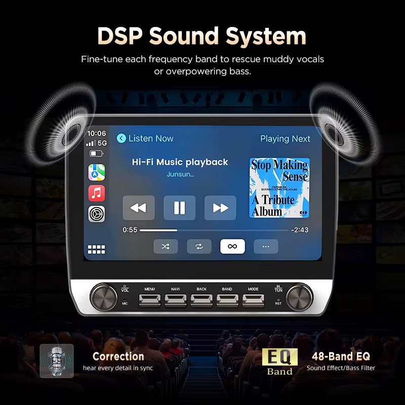 Junsun Autoradio für Iveco Daily 2014-2021 mit 10,1 Zoll IPS-Touchscreen, kabelloses CarPlay, Android Auto, GPS, WLAN, DAB+ und DSP in Schwarz - Bild 4