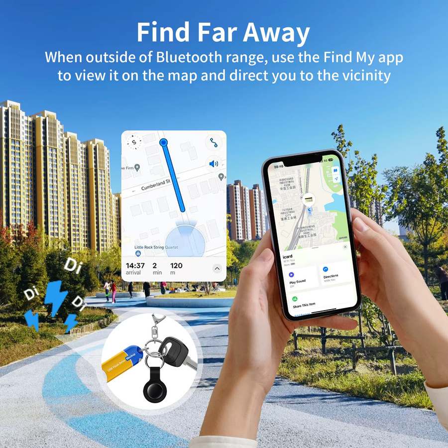 Intelligenter Bluetooth-GPS-Tracker für Apple Find My App mit Soundortung und Alarmfunktion in Schwarz oder Weiß - Bild 3