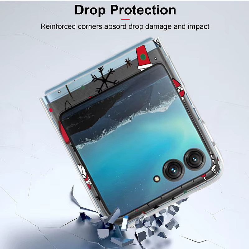 Stoßfeste Handyhülle mit Cartoon-Weihnachtsmotiv für Motorola Razr 50 Ultra, Razr 40 Ultra, 50 und 40, transparent aus hartem PC-Material - Bild 6