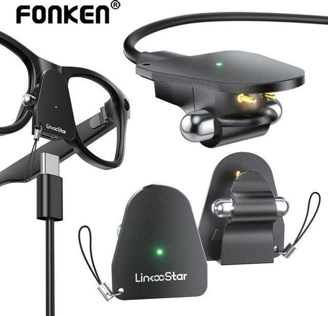 FONKEN USB-C Ladeadapter für Ray-Ban Meta Gen 1/Gen 2 und Oakley Meta in Schwarz - Bild 1
