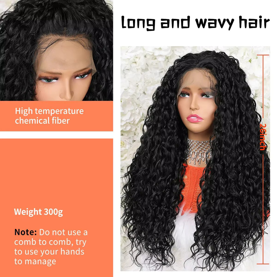 Vearda Haarperücke, lange lockige Lace Front Perücke, synthetische Faser, Damen - Bild 4