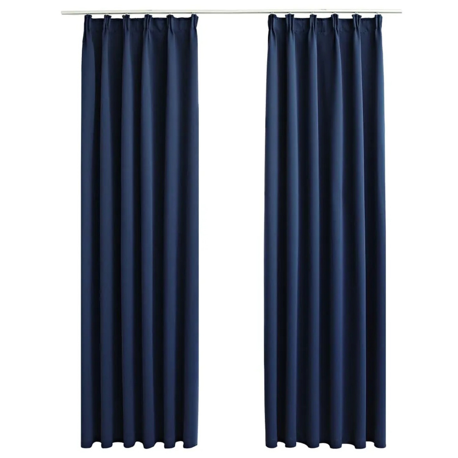 vidaXL Verdunkelungsvorhänge mit Haken, 2er-Set, Blau, B: 140 cm, H: 225 cm - Bild 2