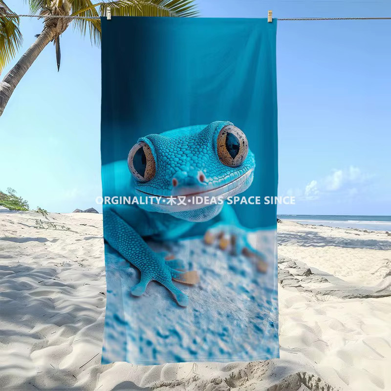 Blaues Gecko-Strandtuch mit Sommer-Vibe-Muster für Strand, Camping und Reisen - Bild 3