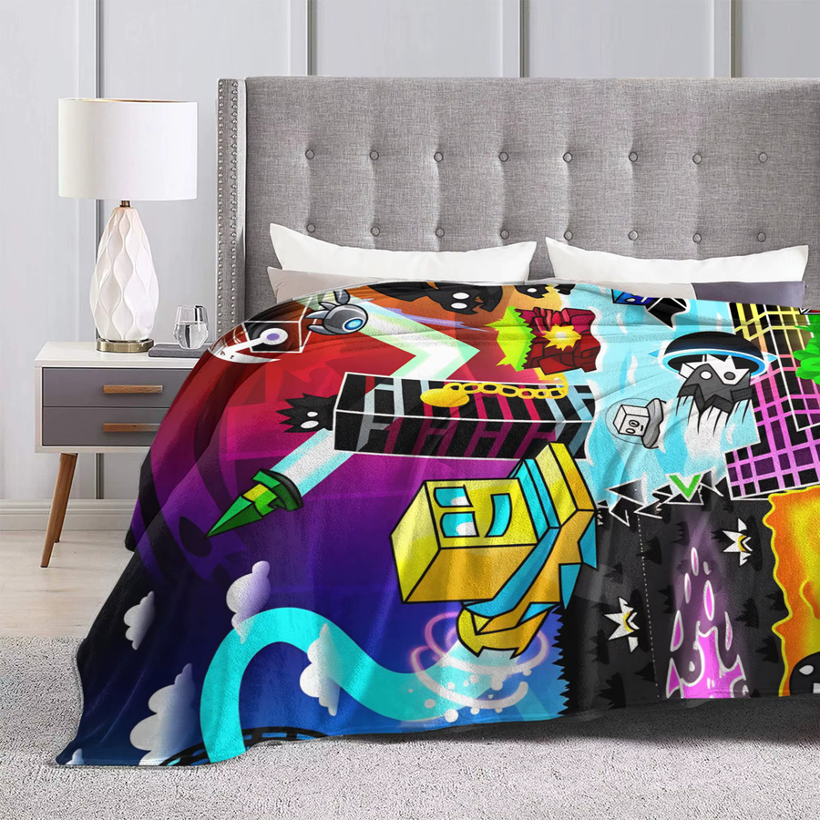 Geometrie Dash Demon Gesichter Flanell Decke aus weichem Fleece für Kinder in Multicolour - Bild 4