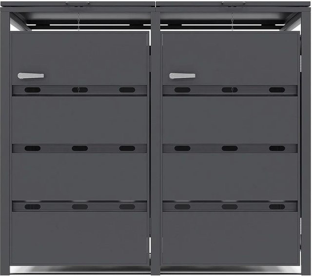 Mülltonnenbox Lokafa aus verzinktem Stahl in Anthrazitgrau matt, Breite: 120 cm, Höhe: 80 cm, Tiefe: 116 cm - Bild 1