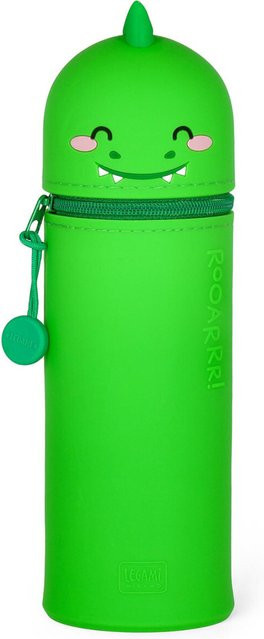 Legami Dino Etui aus Silikon mit Reißverschluss, Grün, B/H: 19,5 x 6,3 cm - Bild 1