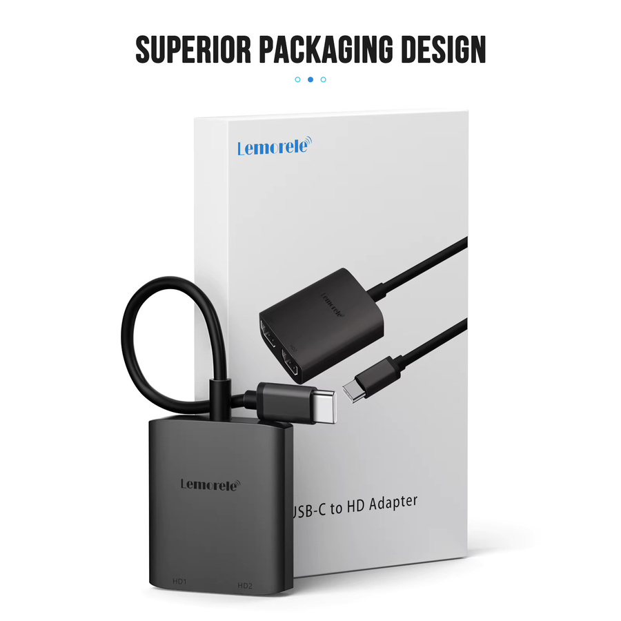 Lemorele TC21 4K USB-C-zu-HDMI-Adapter in Grau für Bildschirmspiegelung und erweitertes Display von Laptop oder Smartphone auf TV und Monitor - Bild 5