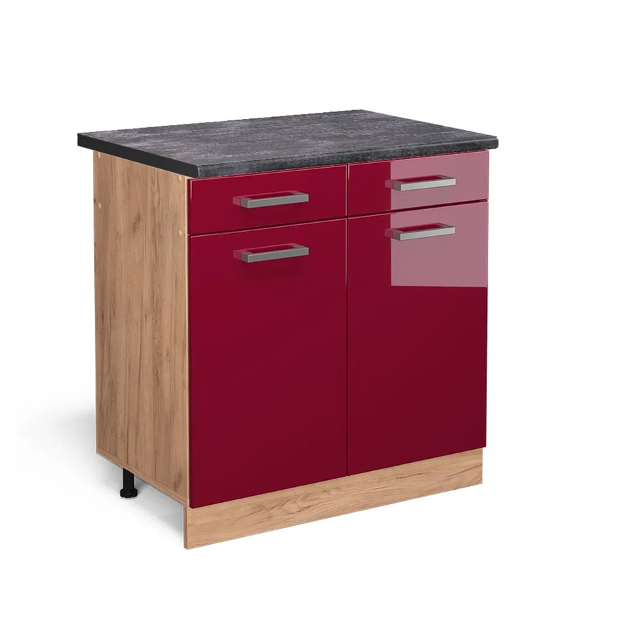 Vicco Küchenunterschrank R-Line Bordeaux Hochglanz in Anthrazit und Goldkraft Eiche, B/T/H: 80 x 60 x 81,6 cm - Bild 2