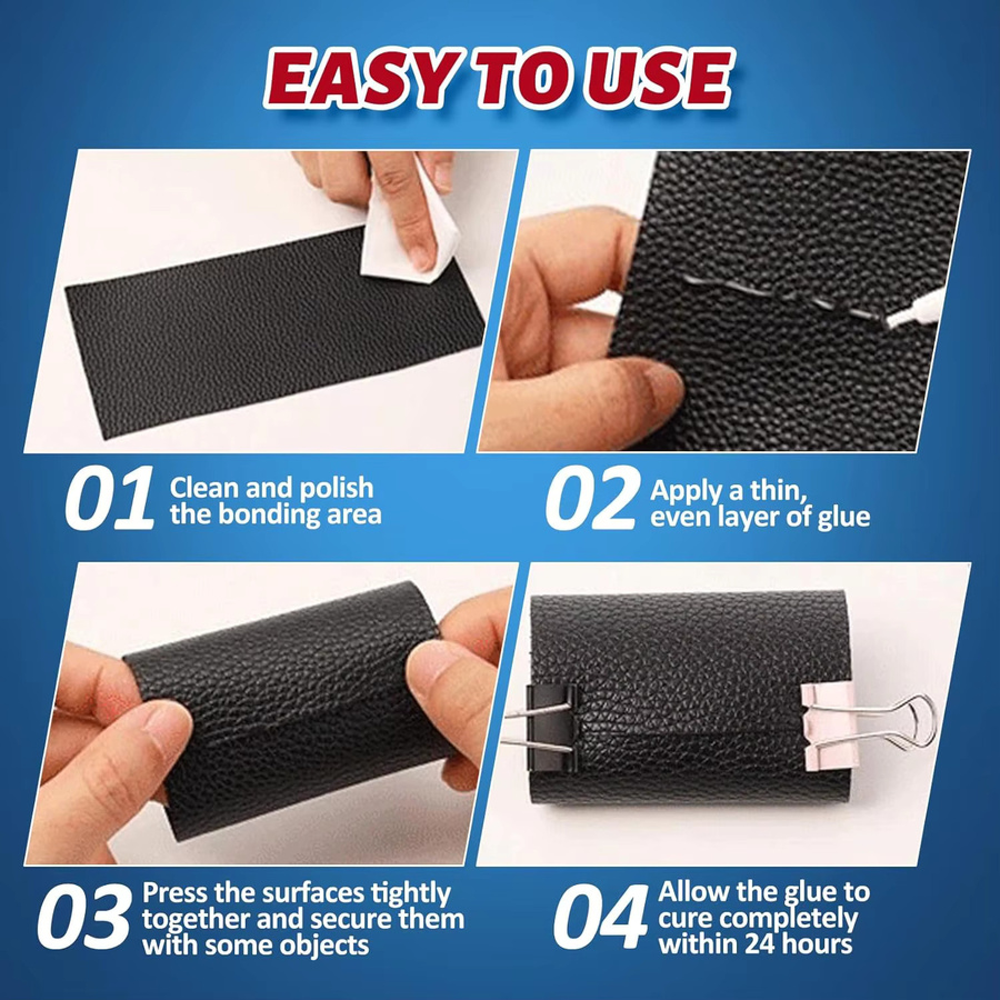 LOOLIFL 401 Lederkleber, ultra-starker und wasserfester Klebstoff für Lederreparaturen an Schuhen, Taschen, Sofas und Autositzen, 10,8 g - Bild 4