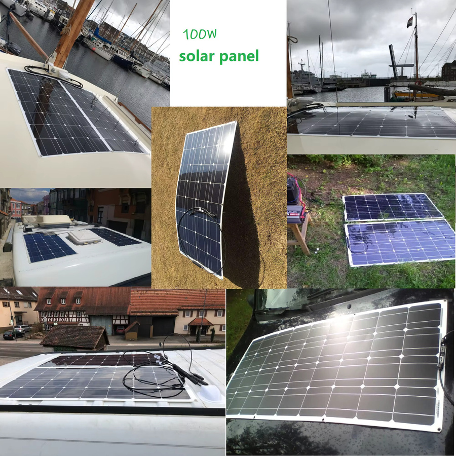 DGSUNLIGHT Flexibles Solarpanel aus monokristallinem Silizium in Schwarz, 100W 200W 800W 12V 18V - Bild 4