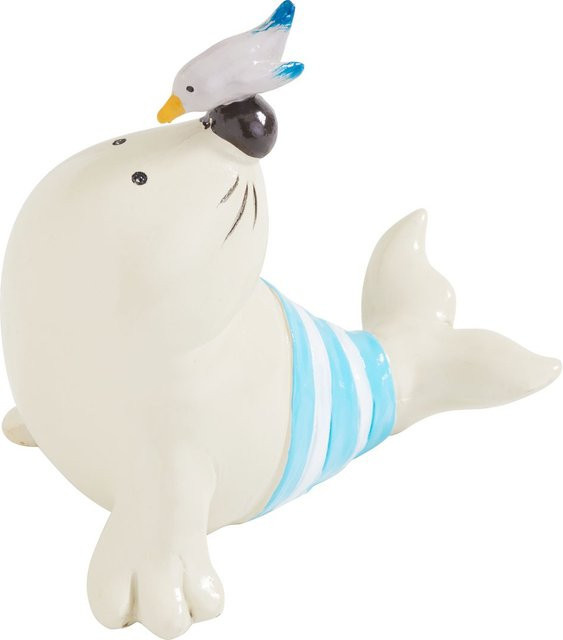 VBS Seehund mit Badehose in Weiß als maritime Tischdekoration aus Polyresin - Bild 1
