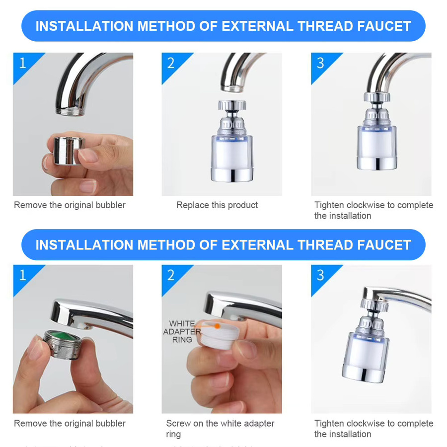 Alloet Wasserhahn-Filterelement zur Wasserreinigung mit PP-Baumwollfiltration für Küche und Badezimmer zur Entfernung von Chlor und Schwermetallen - Bild 4