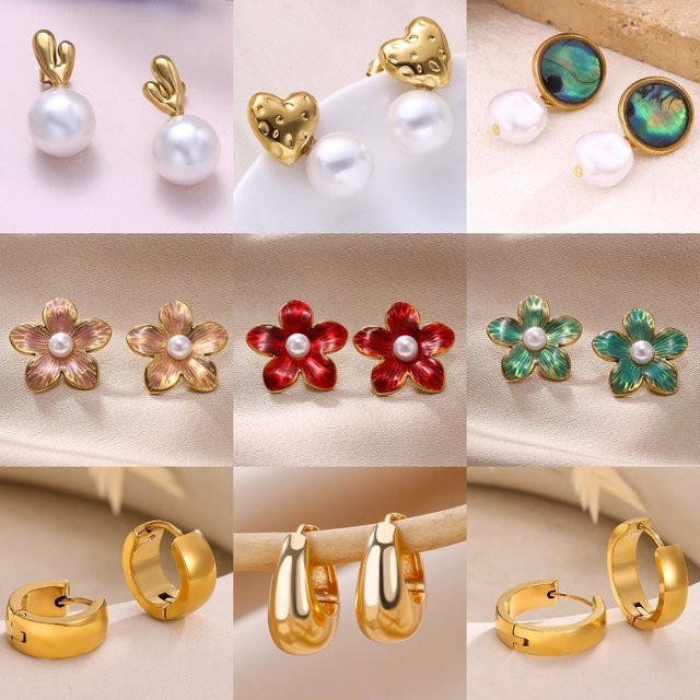 HPTOTMG Ohrringe, Kupfer, Gold, Perle, Damen - Bild 1