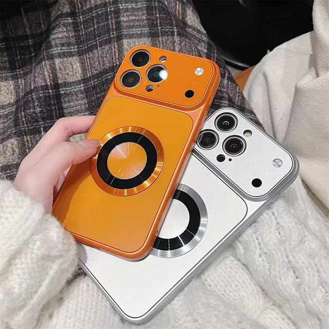Magnetische Nano Matte Glas Schutzhülle für iPhone kompatibel mit MagSafe in Orange - Bild 1