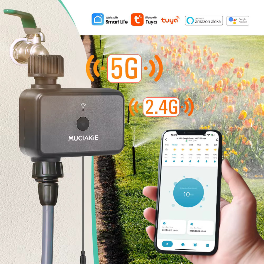 MUCIAKIE Dualband Smart Wassertimer N370 für Schlauchhahn, WLAN Bewässerungssteuerung 2,4 GHz und 5 GHz, Schwarz - Bild 5