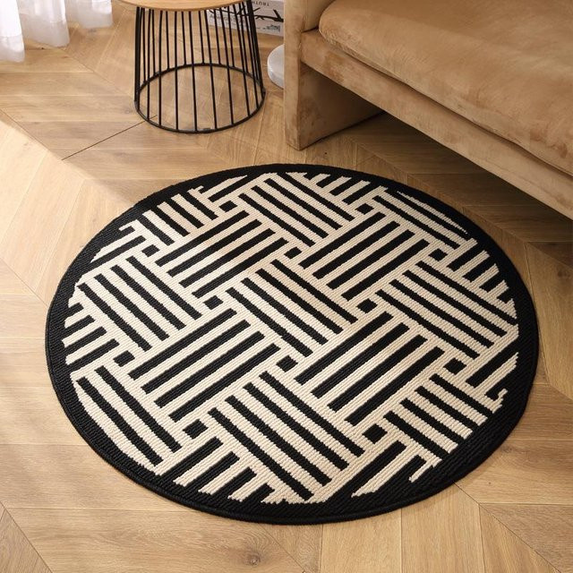 Advanced Sense Runder Teppich in Schwarz, Modernes Design aus Polyester, Durchmesser: 100 cm - Bild 1