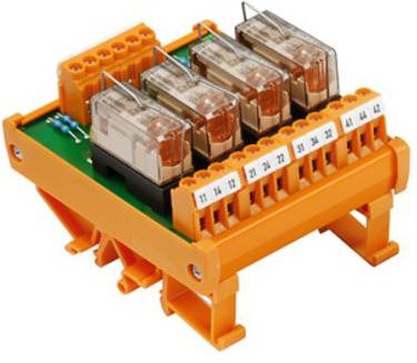 Weidmüller Relaisplatine RSM 4RS 24VDC LP GEM. 1 Wechsler 24 V/DC orange - Bild 1