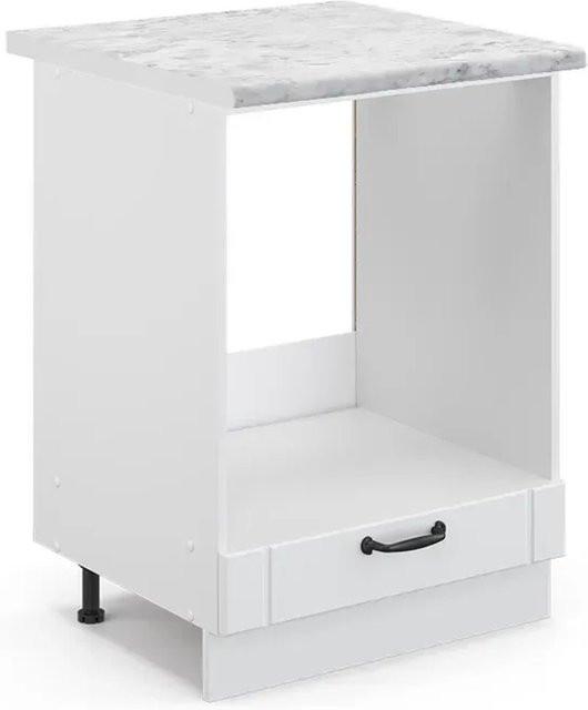 Vicco Herdumbauschrank Fame-Line in Weiß im Landhausstil mit Marmor-Optik, B/T/H: 60 x 60 x 82 cm - Bild 1