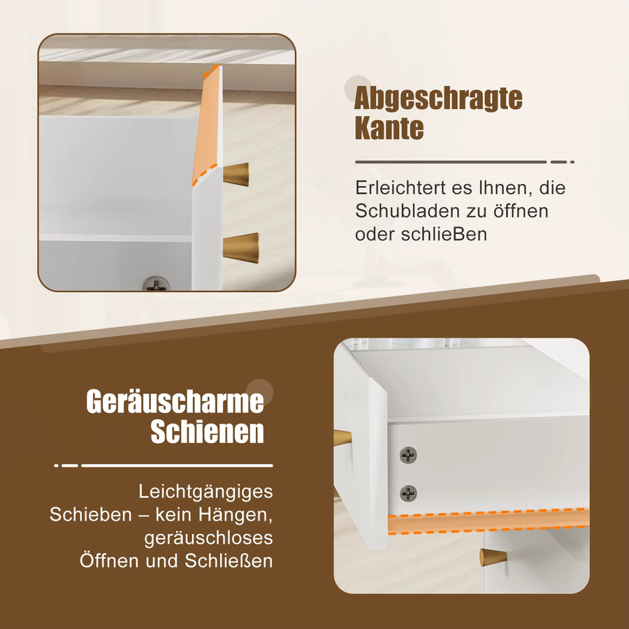 Hiazurm 8-Schubladen-Kommode in Weiß für Schlafzimmer und Wohnzimmer - Bild 2