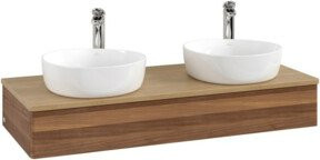 V&B Waschtischunterschrank Antao ohne Frontstruktur in Weiß und Walnuss, B/T/H: 120 x 50 x 19 cm - Bild 1