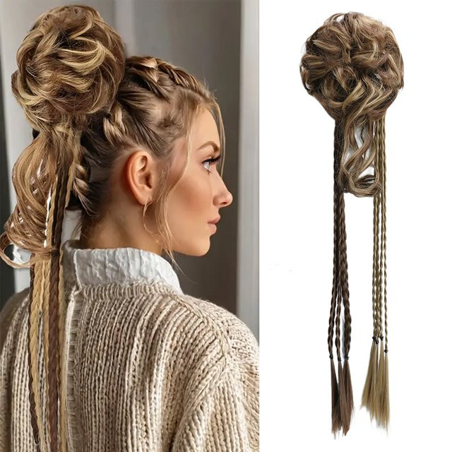 Lansa Messy Bun Haarverlängerung, synthetisch, geflochtener Haarknoten, Damen - Bild 1