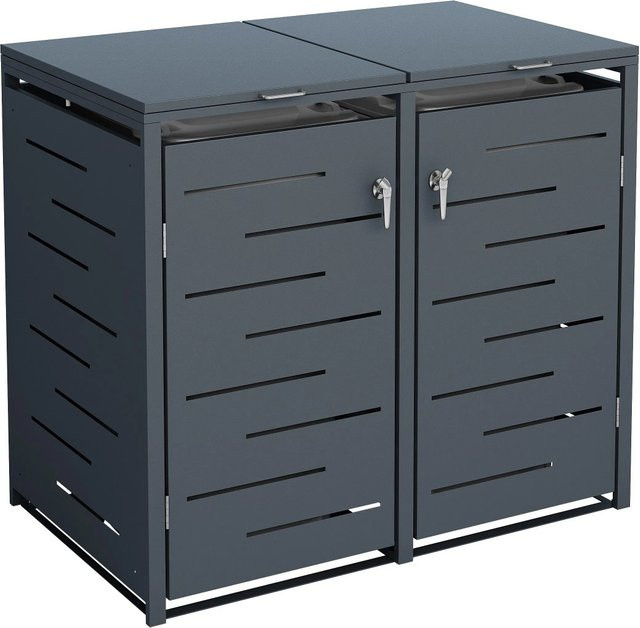 T&J Mülltonnenbox Oskar aus Stahl, Anthrazit, B/T/H: 132 x 80 x 116 cm - Bild 1