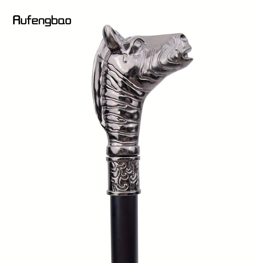 Rufengbao Dekorativer Performance-Bühnenstock mit silbernem Zebra-Pferdekopf im Vintage-Stil, Höhe: 93 cm - Bild 2