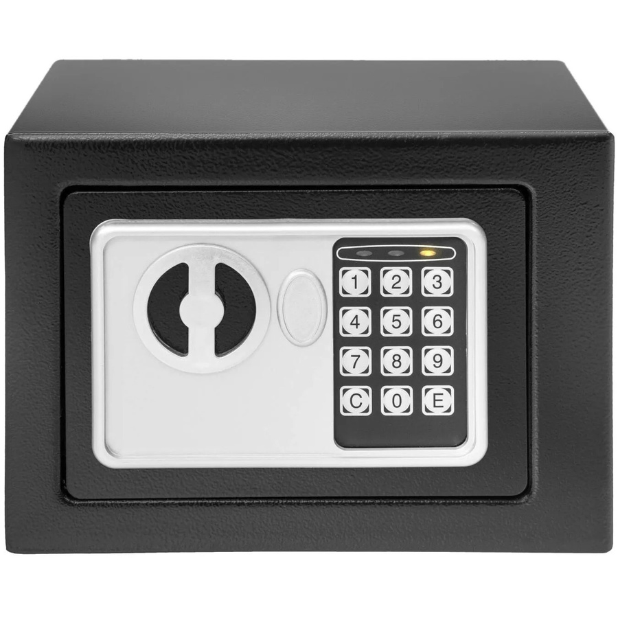 tectake Elektronischer Safe mit Doppelbolzen-Verschlusssystem und LED-Anzeige in Schwarz, B/T/H: 23 x 17 x 17 cm - Bild 3