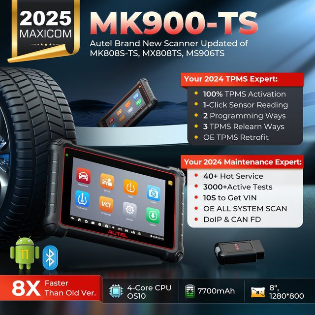 Autel MK900TS TPMS Diagnose-Scanner mit DoIP und CAN FD in Schwarz - Bild 1