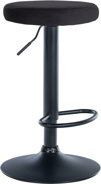 DELUKE Barhocker KAZON aus Samt in Schwarz, höhenverstellbarer Barstuhl mit Metallgestell, B/T/H: 38,5 x 38,5 x 60 cm - Bild 1