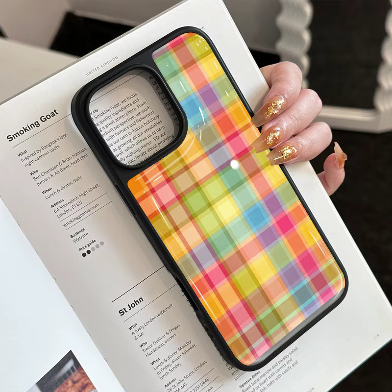 AIR PLUS Korean Style Gitter Handyhülle mit Anti-Drop-Schutz für iPhone 11 bis iPhone 17 Pro Max in Mehrfarbig - Bild 4