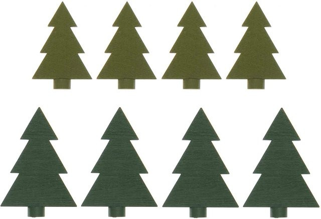 Rico Design Adventskranzfiguren Tanne aus Holz in Grün, 8 Stück - Bild 1