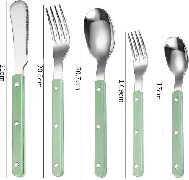Binchi Outdoor Equipment 5-teiliges Besteckset aus Edelstahl mit ABS-Griff in Grau und Silber - Bild 1