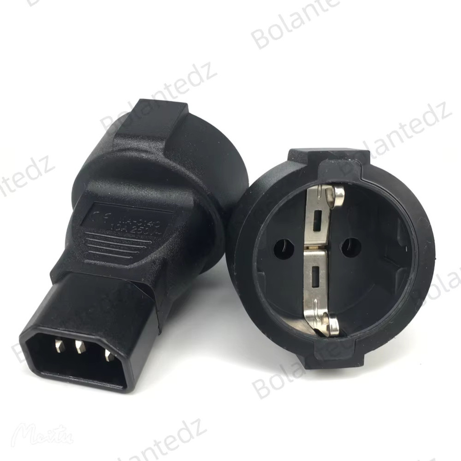 Bolantedz Stromadapter IEC 320 C14 Stecker auf Schuko Buchse in Schwarz - Bild 2