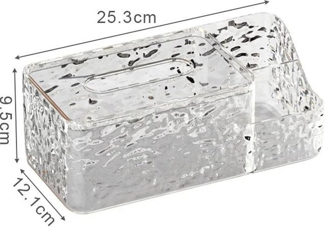 Durchsichtige Taschentuchbox aus Acryl als Aufbewahrungsbox für Fernbedienungen und Desktop-Zubehör, Farbe: Transparent - Bild 1