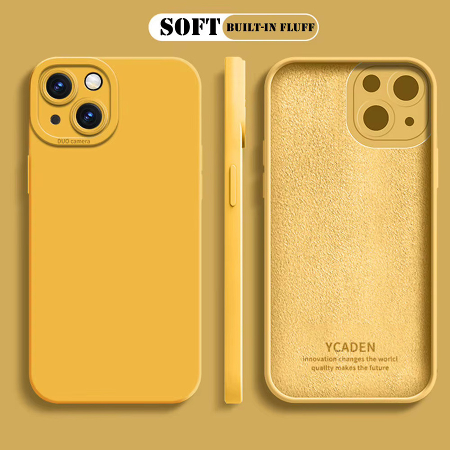 Fashion Square Silikon-Handyhülle für OnePlus 15, 15R, 13, 13R, 12, 12R, 11, 11R mit Linsenschutz und stoßfestem Design in Brown und Yellow - Bild 1