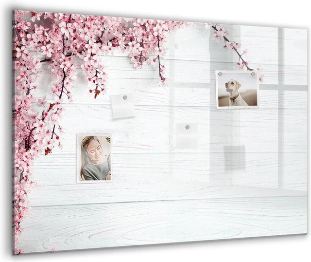 Tulup Magnetisches Glassboard Frühlingsblumen Beschreibbare Magnettafel B: 100 cm, H: 70 cm - Bild 1