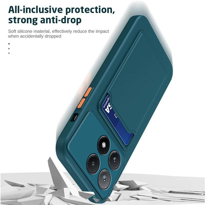 Flüssigsilikon Handyhülle mit Kartenhalter für POCO X7 F6 X6 M6 X3 X5 Pro C65 F5 C55 F3 M5 X3 GT M4 X4 Pro F5 F4 X3 NFC in Blau - Bild 3