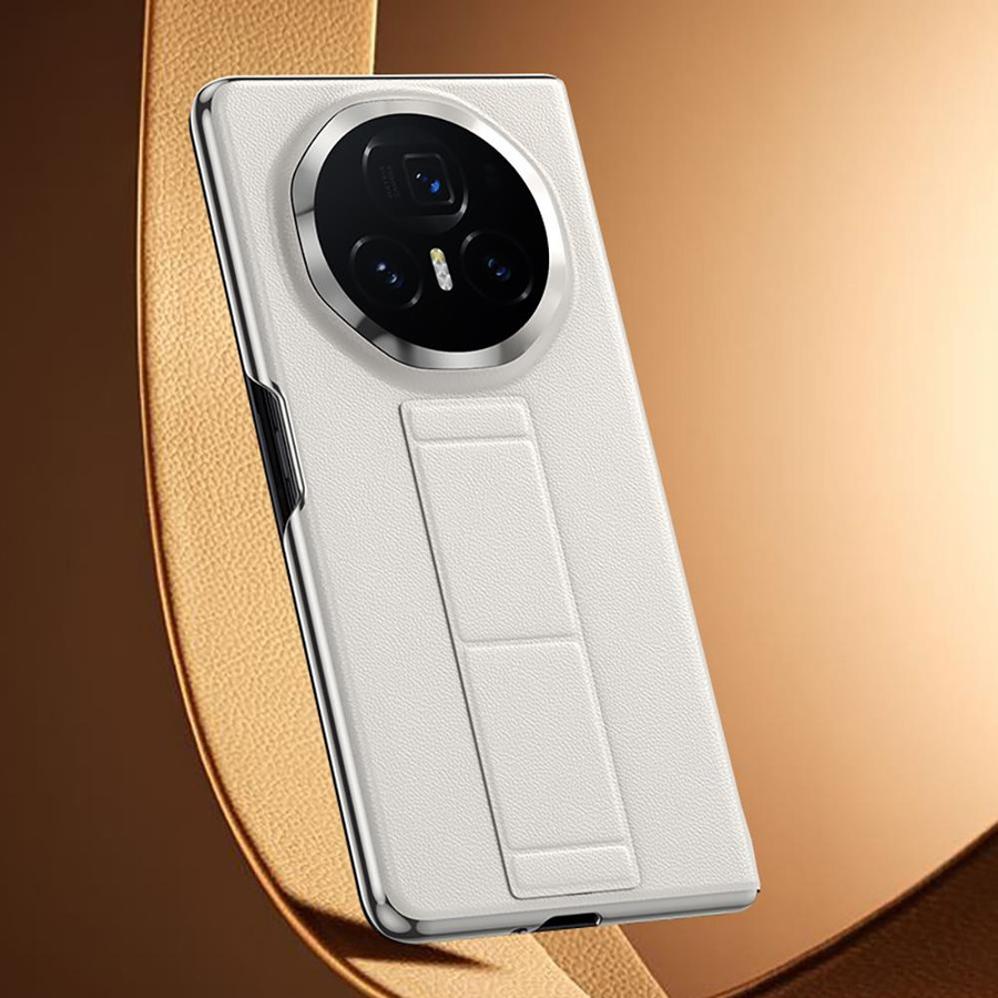 LANGSIDI Smart Flip Case für Honor Magic V3 V2 VS2 aus echtem Rindsleder mit magnetischem Handgelenkriemen und Klappständer in Braun oder Weiß - Bild 2