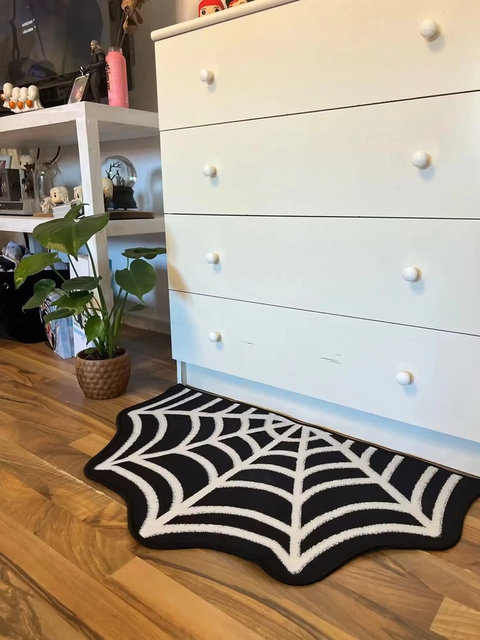 VIKAMA Spinnennetz-Teppich in Schwarz für Wohnzimmer und Halloween-Dekoration, B/T: 60 x 40 cm - Bild 2