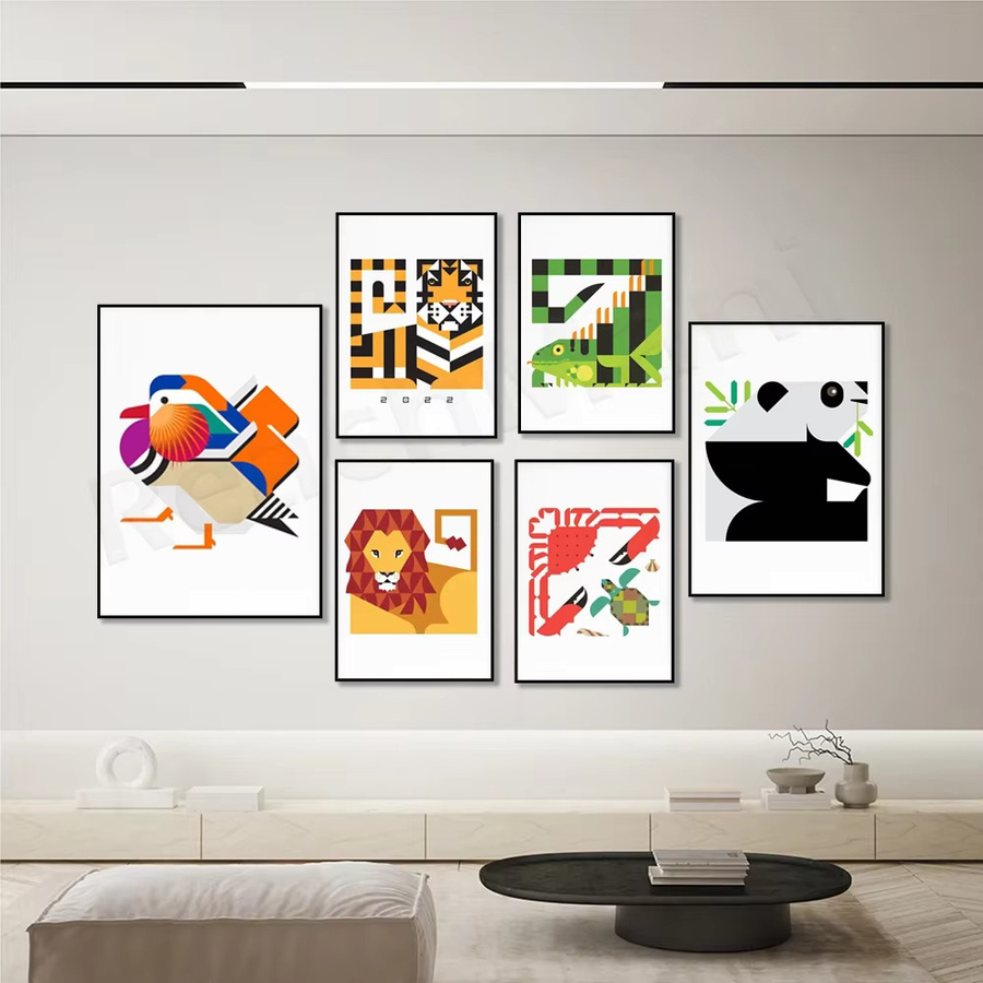 ReachMani Abstraktes Tierposter aus Papier in Mehrfarbig für die Wanddekoration - Bild 2